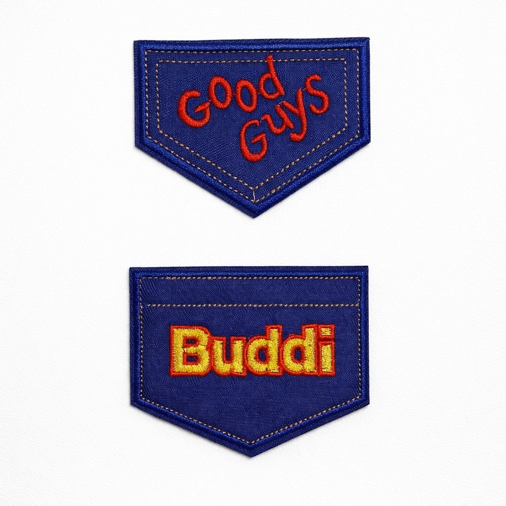 Chucky Good Guys and Buddi Iron On Patches Child's Play Horror Costume 2pc Set